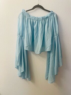 Light Blue Off-Shoulder Flowy Top